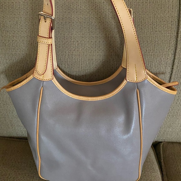 Dooney & Bourke Gray and Tan Leather Tote Bag - Picture 2 of 9
